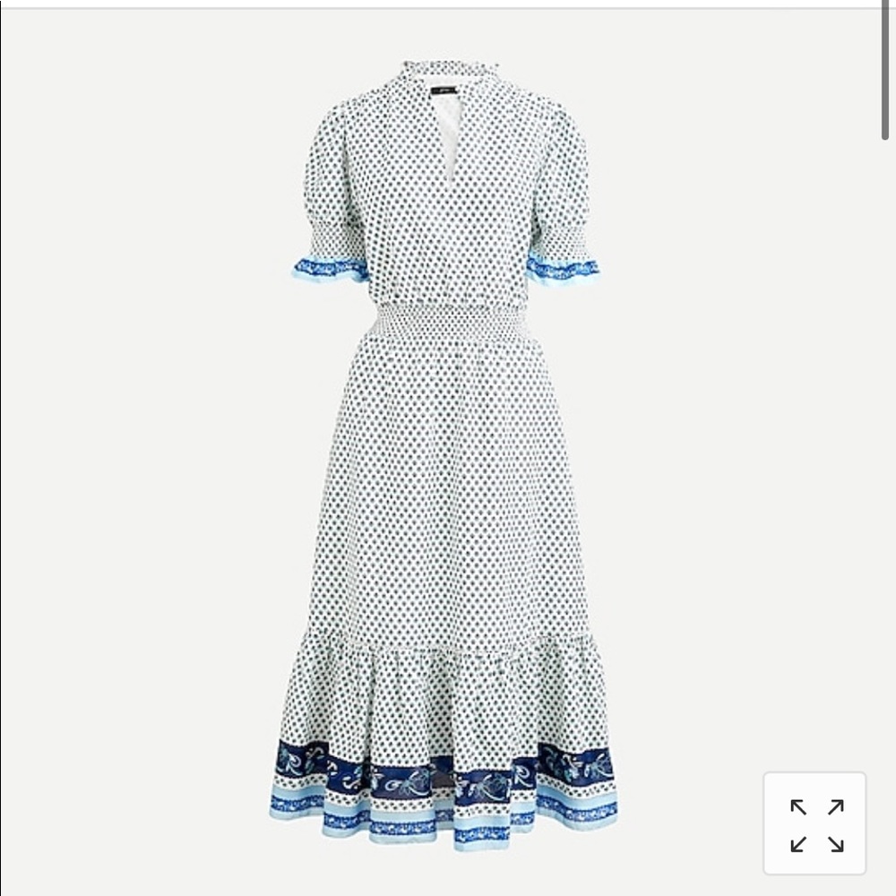 NWT J Crew Smocked Cotton Voile Midi Dress - Small
